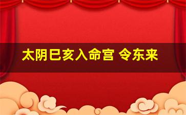 太阴巳亥入命宫 令东来